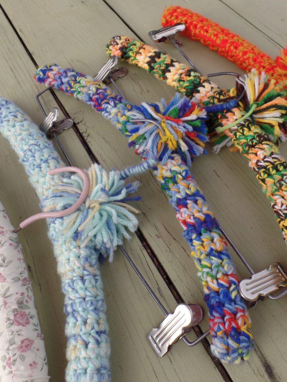 Vintage Hand Crocheted Hangers SET of 5 VARIES - Picture 2 of 4